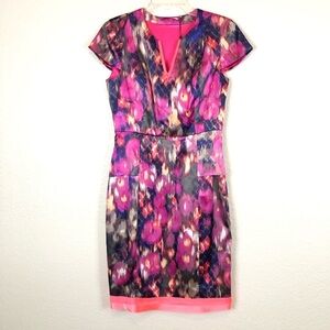 T Tahari Watercolor Floral Sheath Dress size 6 New